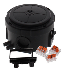 Wiska COMBI Polypropylene Round Weatherproof Junction Box With 4 Self Sealing Cable Inlets Black - 10110636