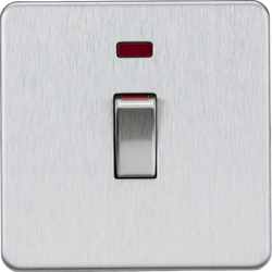 Knightsbridge 45A 1G DP switch with neon - brushed chrome - SF81MNBC