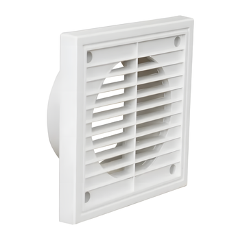 Manrose 100mm/4" External Wall Grille White with Round Spigot and Fixed Louvre Fascia - 1152W