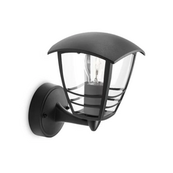 Philips Creek 60W E27 (UP) Wall Lantern IP44 Dimmable Black - 915002789502 - 153803016