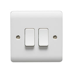 Crabtree Instinct 10AX 2 Gang 2 Way Light Switch - White  - CR1272