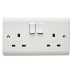 Crabtree Instinct 13A 2 Gang Double Pole Switched Socket - White  - CR1306-D