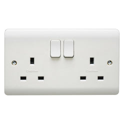 Crabtree Instinct 13A 2 Gang Single Pole Switched Socket - White  - CR1306