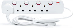 Status 4 Way 2 Metre Extension Socket White Individually Switched