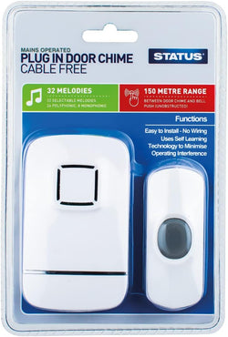 Status Cable Free Plug In Door Chime Kit White - SPDCCFB3