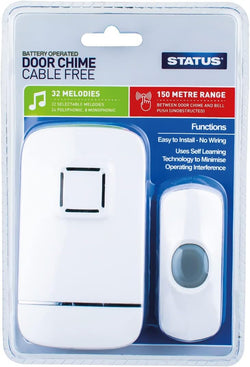 Status Cable Free Battery Operated Door Chime Kit White - SDC5