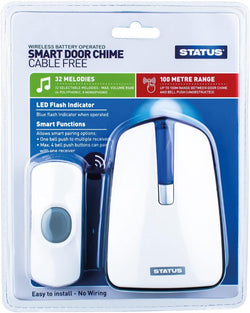 Status Cable Free Door Chime With Strobe Light Kit White - SWCFDC1PK10