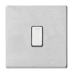 Hamilton Hartland G2 10AX 1 Gang Screwless Intermediate Light Switch - Satin Steel with Black Insert  - 7G24R31SS-B