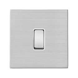 Hamilton Hartland G2 10AX 1 Gang Screwless Intermediate Light Switch - Satin Steel with White Insert  - 7G24R31SS-W