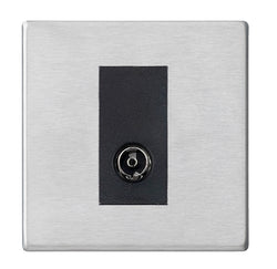 Hamilton Hartland G2 1 Gang Screwless Non-Isolated TV 1 In/1 Out Socket - Satin Steel Black/Black  - 7G24TVB