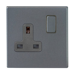 Hamilton Hartland G2 13A 1 Gang Screwless DP Switched Socket - Anthracite Grey with Grey Inserts  - 7G2ASS1GA-QG