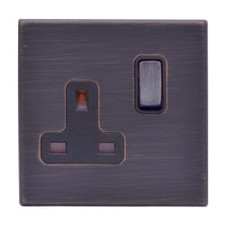 Hamilton Hartland G2 13A 1 Gang Screwless Double Pole Switched Socket - Etrium Bronze  - 7G2EBSS1EB-B