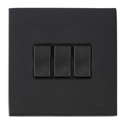 Hamilton Hartland G2 10A 3 Gang 2 Way Screwless Light Switch - Matt Black  - 7G2MBR23BL-B