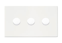 Hamilton Hartland G2 100W 3 Gang 2 Way Screwless Push On/Off Rotary LED Dimmer Switch - Matt White  - 7G2MW3XLEDITB100