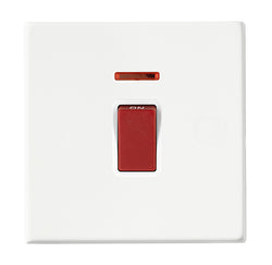 Hamilton Hartland G2 45A 1 Gang Screwless Double Pole Cooker Switch with Neon - Matt White  - 7G2MW45NW