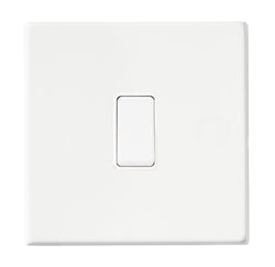 Hamilton Hartland G2 10AX 1 Gang 2 Way Screwless Light Switch - Matt White/White  - 7G2MWR21WH-W