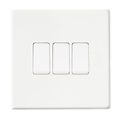 Hamilton Hartland G2 10AX 3 Gang 2 Way Screwless Light Switch - Matt White/White  - 7G2MWR23WH-W