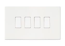 Hamilton Hartland G2 10AX 4 Gang 2 Way Screwless Light Switch - Matt White/White  - 7G2MWR24WH-W