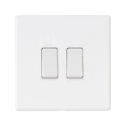 Hamilton Hartland G2 10AX 2 Gang Screwless Intermediate Light Switch - Matt White/White  - 7G2MWR32WH-W