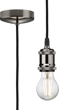 Knightsbridge 1.8m E27 Vintage Pendant Set, Black Nickel - 8271LBN