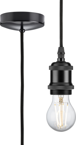 Knightsbridge 1.8m E27 Vintage Pendant Set, Matt Black - 8271LMB