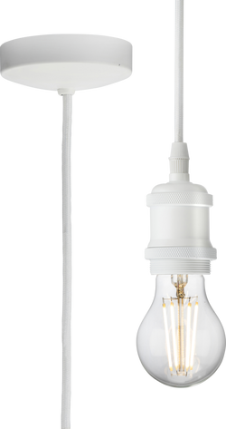 Knightsbridge 1.8m E27 Vintage Pendant Set, Matt White - 8271LMW