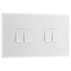 BG 800 Series 10A 10AX 4 Gang 2 Way Light Switch - White  - 844