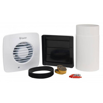 Xpelair DX100HTS Square Humidistat Timer Extractor Fan with Wall Kit - 93028AW