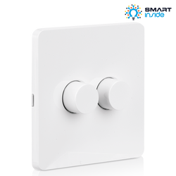 Aurora Bluetooth Wireless Battery Rotary Dimmer 2 Gang White (Including Batteries) - AU-A1BTR2GW