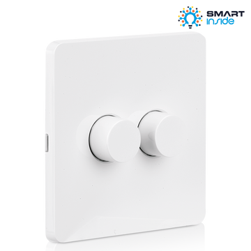 Aurora Bluetooth Wireless Battery Rotary Dimmer 2 Gang White (Including Batteries) - AU-A1BTR2GW