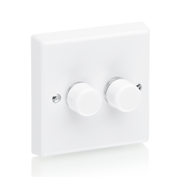 Aurora 2 Gang 2W 250VA Dimmer Switch White - AU-DSP252