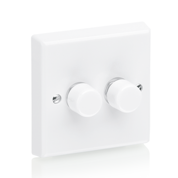 Aurora 2 Gang 2W 250VA Dimmer Switch White - AU-DSP252