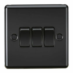 Knightsbridge 10AX 3G 2 Way Plate Switch - Matt Black - CL4MBB