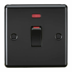 Knightsbridge 45A 1G DP Switch with neon - Matt Black - CL81MNMBB