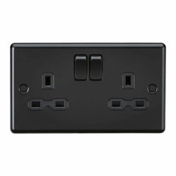 Knightsbridge 13A 2G DP Switched Socket - Matt Black - CL9MBB