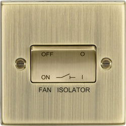 Knightsbridge 10AX 3 Pole Fan Isolator Switch - Square Edge Antique Brass - CS11AB