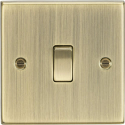 Knightsbridge 10AX 1G 2-Way Plate Switch - Square Edge Antique Brass - CS2AB