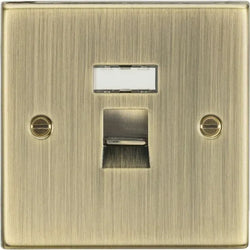 Knightsbridge RJ45 Network Outlet - Square Edge Antique Brass - CS45AB