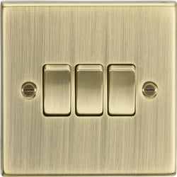 Knightsbridge 10AX 3G 2 Way Plate Switch - Square Edge Antique Brass - CS4AB