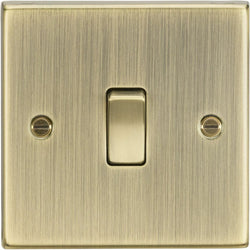 Knightsbridge 20A 1G DP Switch - Square Edge Antique Brass - CS834AB