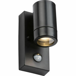 Knightsbridge EAMON - 230V IP44 GU10 Polycarbonate Single wall light with PIR - Black - EAPIR1BK