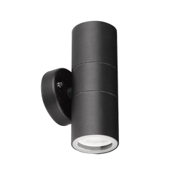 Aurora WallE IP44 Fixed Up/Down GU10 Wall Light - Black - EN-WL2BLK