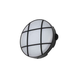 Forum Capella 15W LED Round Grid Bulkhead IP65 - Black - CZ-34025-BLK