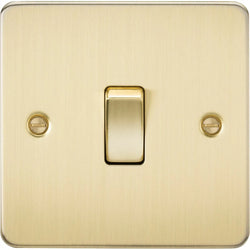 Knightsbridge Flat Plate 10AX 1G 2 Way Switch - Brushed Brass - FP2000BB