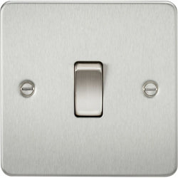 Knightsbridge Flat Plate 10AX 1G 2 Way Switch - Brushed Chrome - FP2000BC