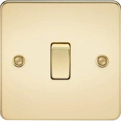 Knightsbridge Flat Plate 10AX 1G 2 Way Switch - Polished Brass - FP2000PB