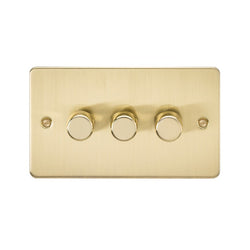 Knightsbridge Flat Plate 3G 2 way 10-200W (5-150W LED) trailing edge dimmer - Brushed Brass - FP2183BB