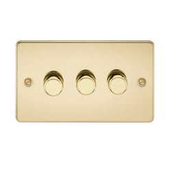 Knightsbridge Flat Plate 3G 2 way 10-200W (5-150W LED) trailing edge dimmer - Polished Brass - FP2183PB