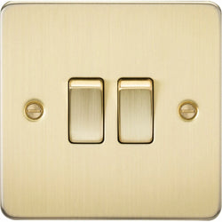 Knightsbridge Flat Plate 10AX 2G 2-way switch - brushed brass - FP3000BB