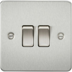 Knightsbridge Flat Plate 10AX 2G 2-way switch - brushed chrome - FP3000BC